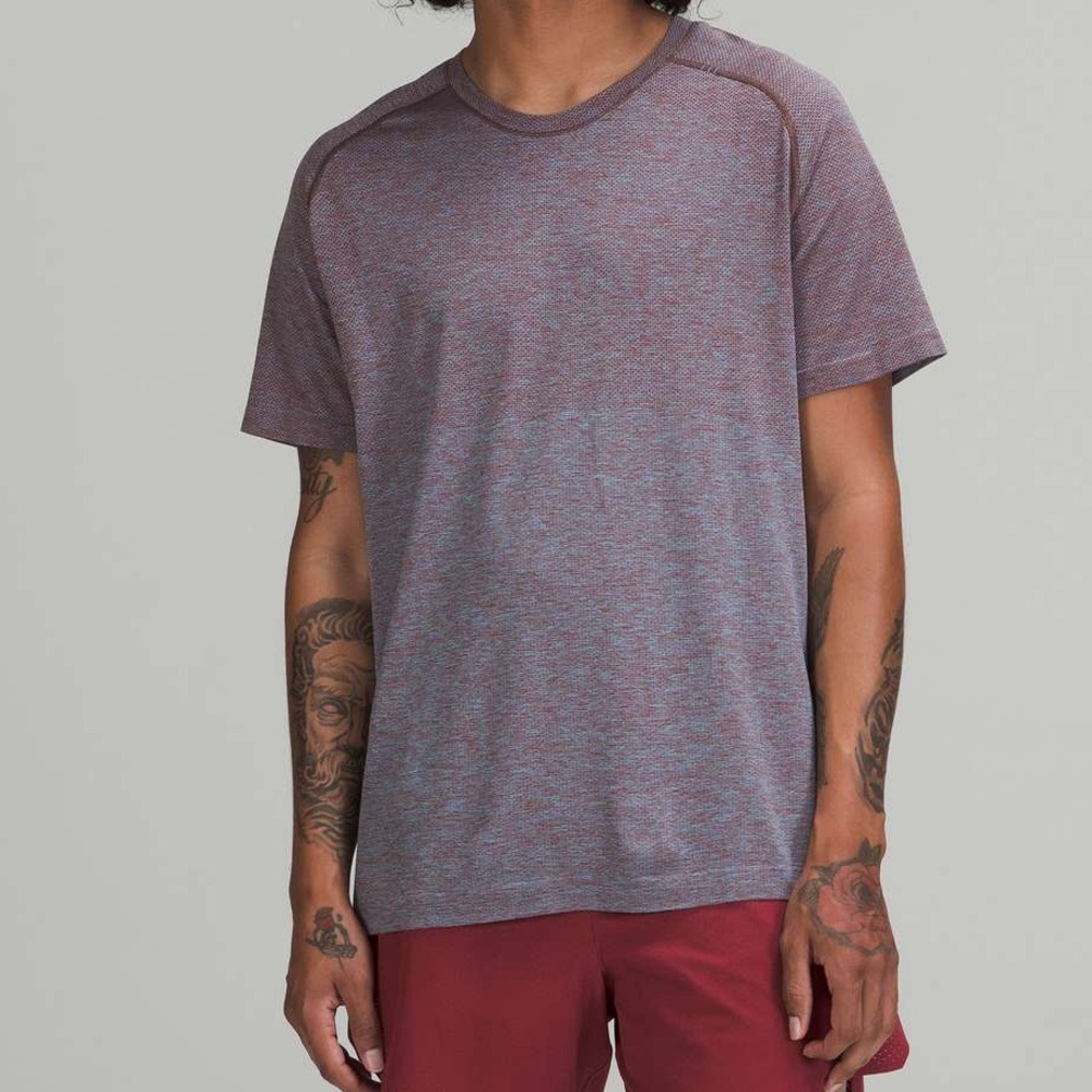 Lululemon Metal Vent Tech Short Sleeve 2.0-Size Large-Dark Brown/Blue Nile